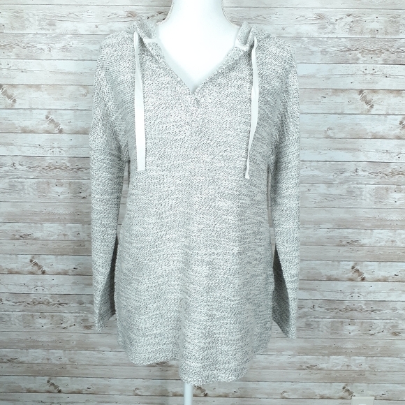 Style & Co Hooded Top V-Neck Black Ivory Gold I - Picture 2 of 7